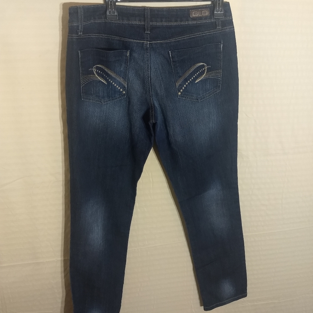 JLo Glo Jeans, white stitching, embroidered pockets - Picture 2 of 4